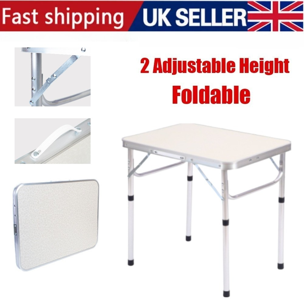 FOLDING CAMPING TABLE ALUMINIUM PICNIC ADJUSTABLE PARTY BBQ