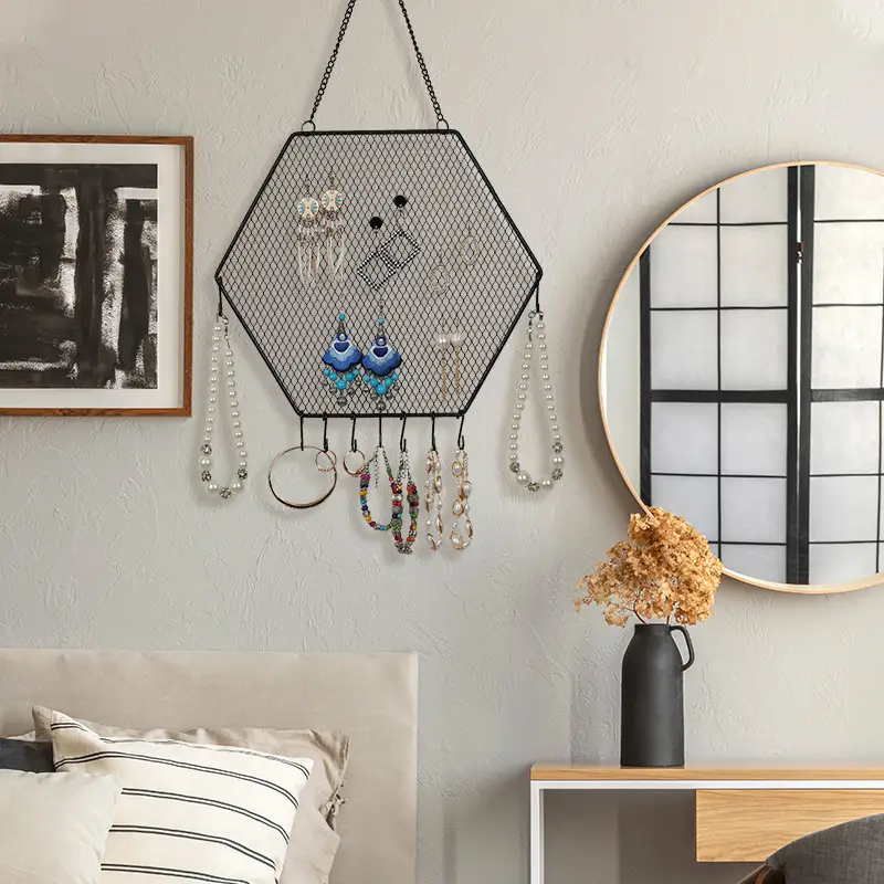 Wall-mounted Jewelry Display Ornament Earring Rack Necklace Hand Ring Storage Ornaments Free Hook