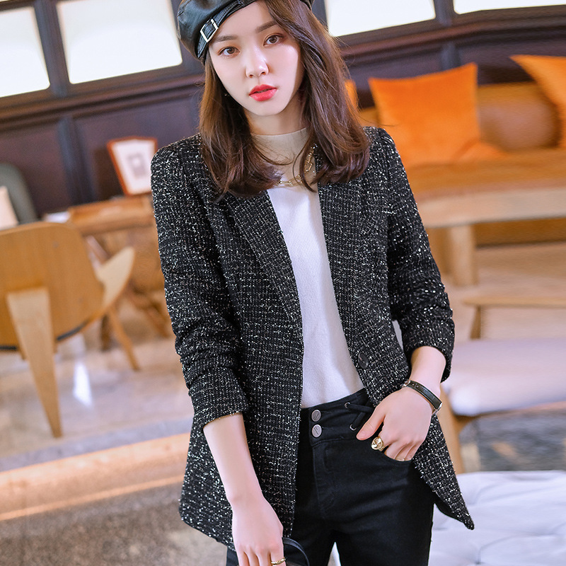 Plaid Suit Jacket Women's New Woolen Top