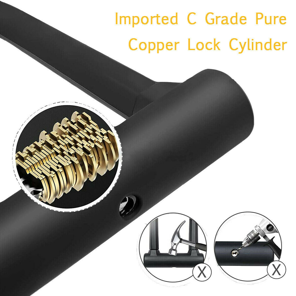 Bike D U Lock Heavy Duty Bicycle Motorbike Motorcycle Scooter Vehicle Security 3