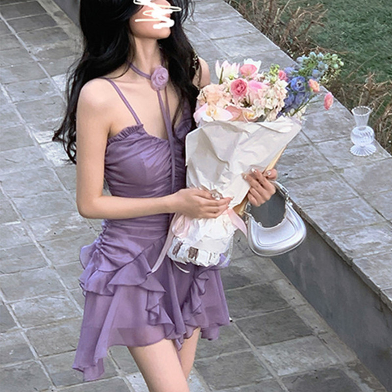 Women's Design Sense Chiffon Suspender Dress