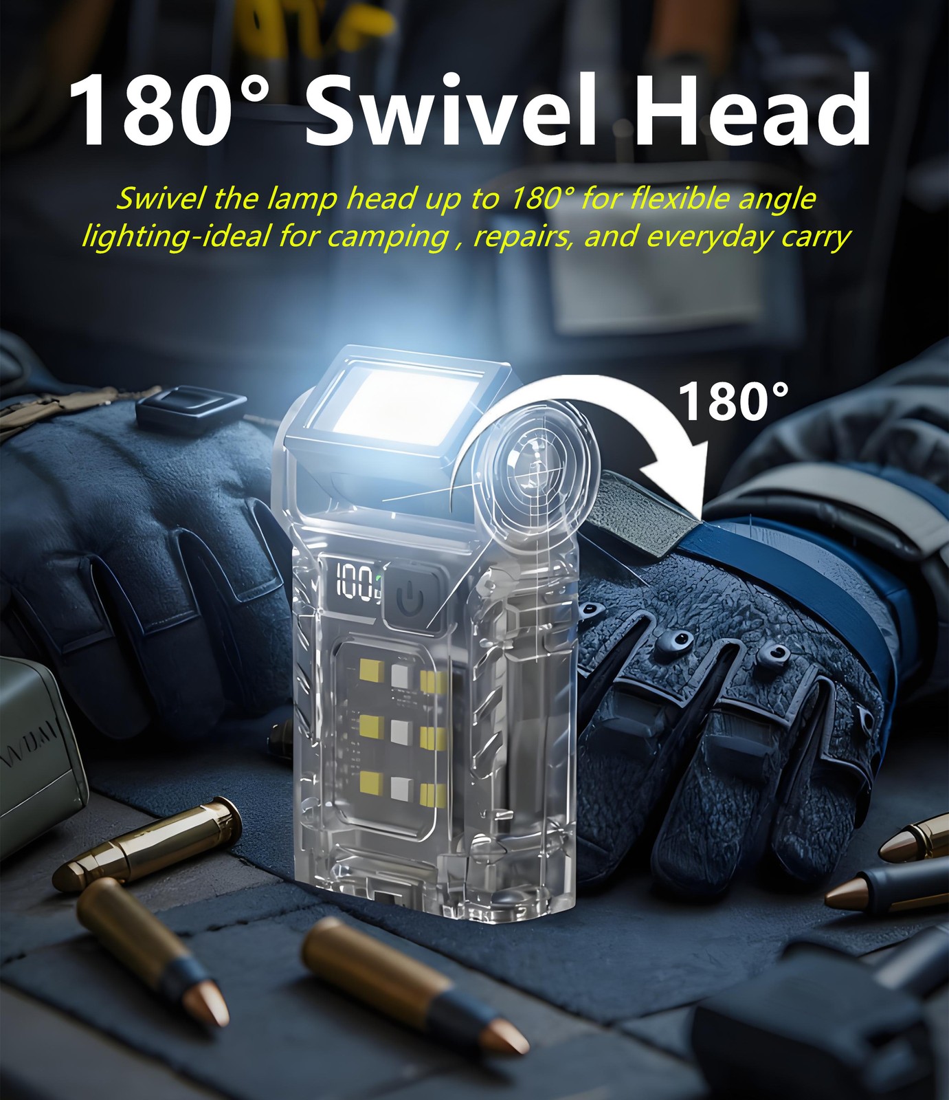 Mini Pocket LED Flashlight Magnetic USB Rechargeable Torch Work Light Belt-Clip