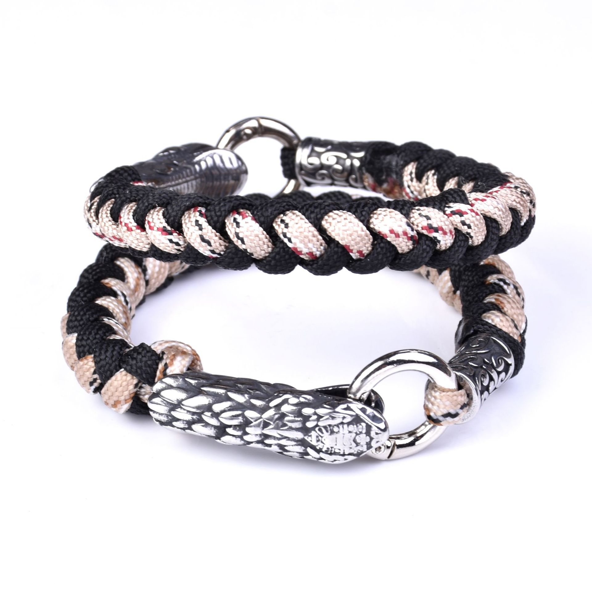 Men's Stainless Steel Snake Head Paracord Braided Bracelet