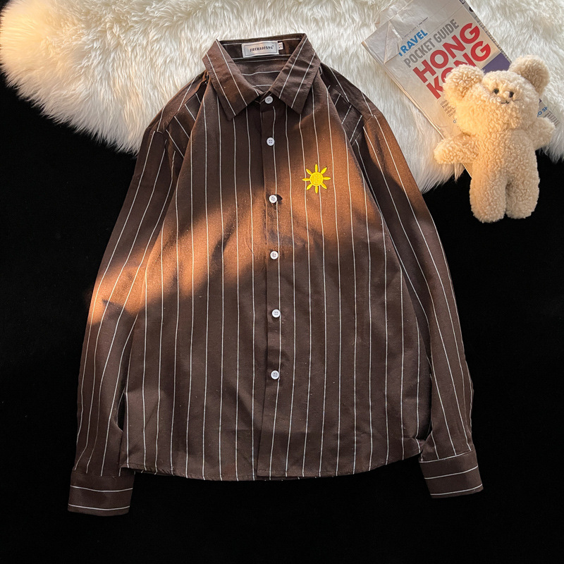 Vertical Striped Shirt Men's Trendy Casual Loose