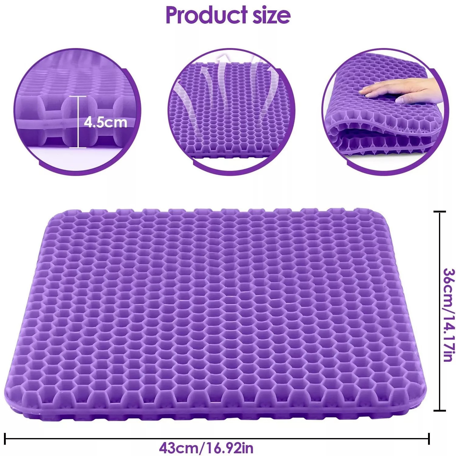 Honeycomb Breathable Gel Seat Cushion Cooling Double Thick Egg Sitting Pad Mat — image 5
