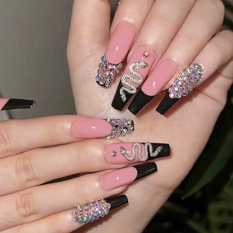 24 PCS Diamond Snake Nail Art