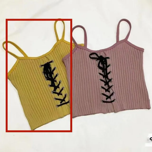 Drawstring Pleated Slim Short Suspender For Women Vest Yellow - Shop at LoveMi