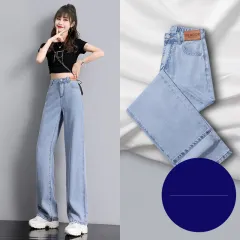High Waist Jeans Women Summer Straight Leg Tencel Small Wide Leg Pants Ice Silk Women Pants - Light Colour-Long Pants-30 - View 1