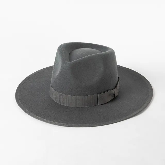New Fashion Retro Crown Jazz Top Bow Wrapped Woolen Top Hat Haze Grey - Shop at LoveMi