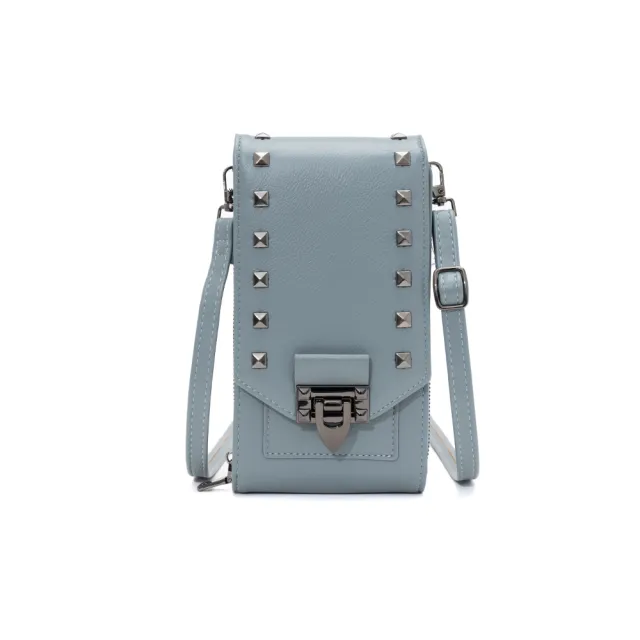 Rivet Design Shoulder Bags Mobile Phone Handbag Solid Color Crossbody Bags Women Blue - Shop at LoveMi