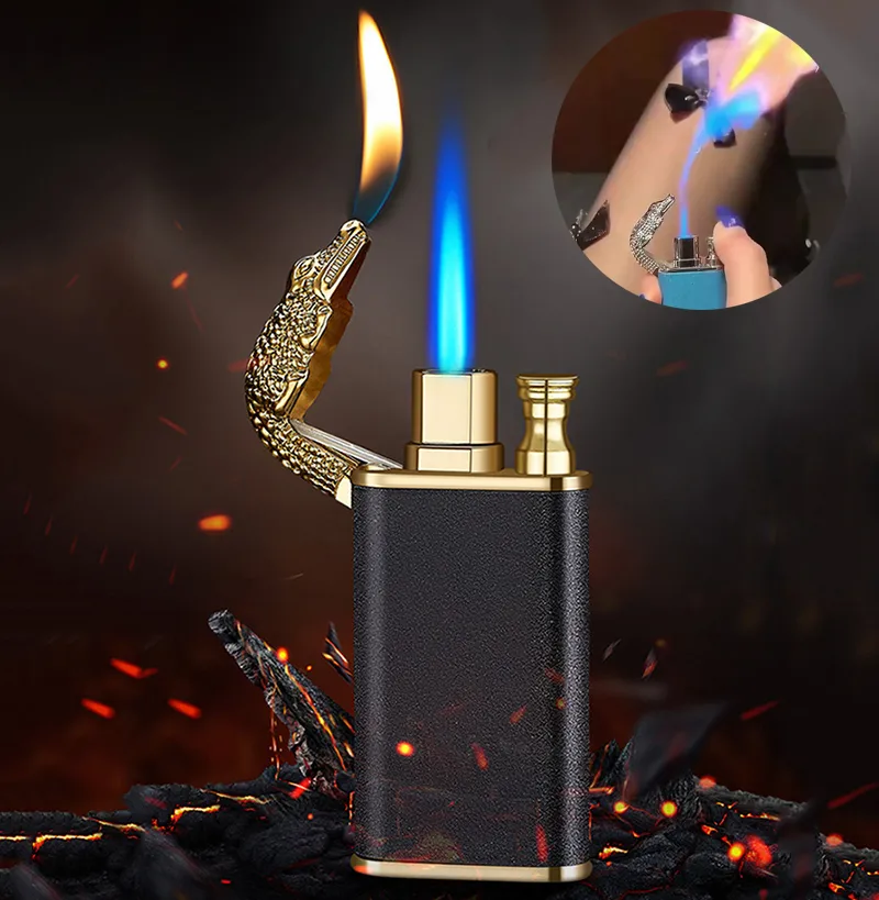 Creative Blue Flame Lighter Dolphin Dragon Tiger Double Fire