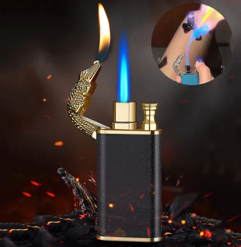 Creative Blue Flame Lighter Dolphin Dragon Tiger Double Fire