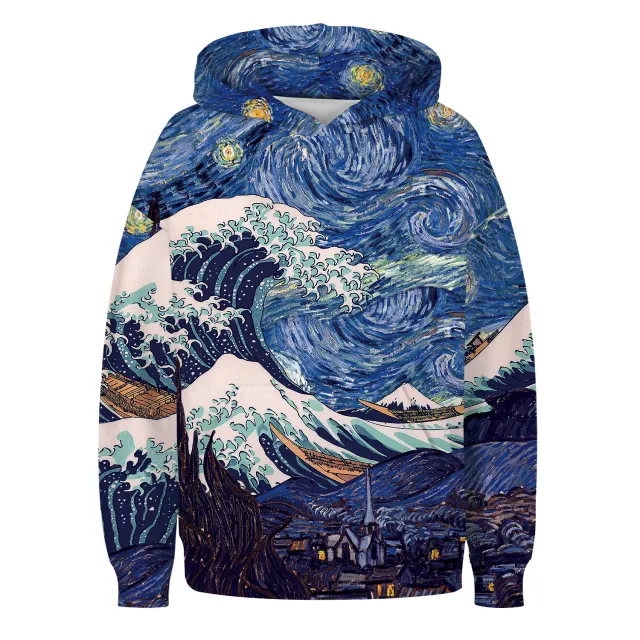 Hooded Long sleeved Sweatshirt Pullover 3 Style S - Shop at LoveMi
