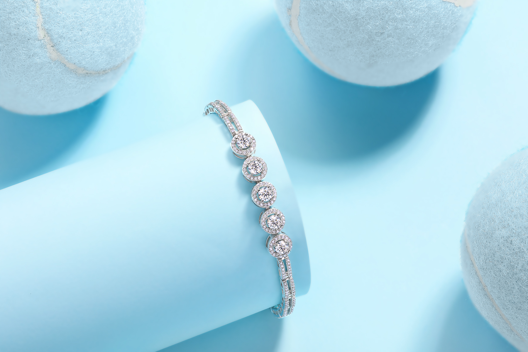 0.3-carat Luxury And Fashionable Light Luxury Trend Jewelry Silver Bracelet Set With Top-quality Moissanite, S925 Silver Electroplated Platinum - Jewelry & Watches