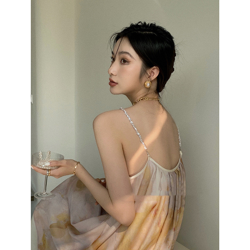 Pearl-Embellished Chiffon Maxi Dress, picture 2 of 5