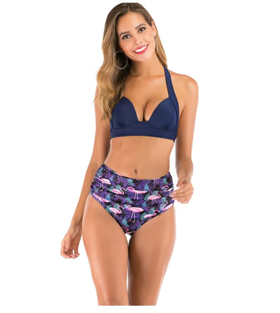 Sexy Printed High waisted Two piece Swimsuit Flamingo L - Shop at LoveMi