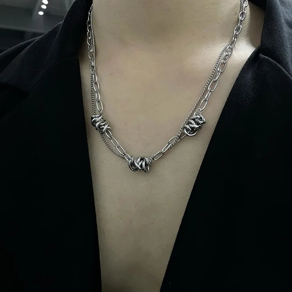 Men's Titanium Steel Layered Necklace