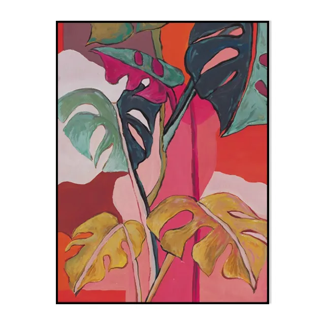 Handmade Oil Painting Canvas Wall Art Decoration Modern Retro Colorful Banana Leaves Flowers Plants For Home Living Room Decor Rolled Frameless Uns... Without Inner Frame - Shop at LoveMi