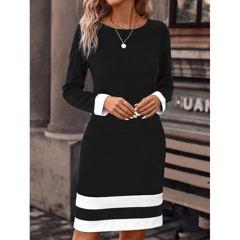 color-block long-sleeve dress