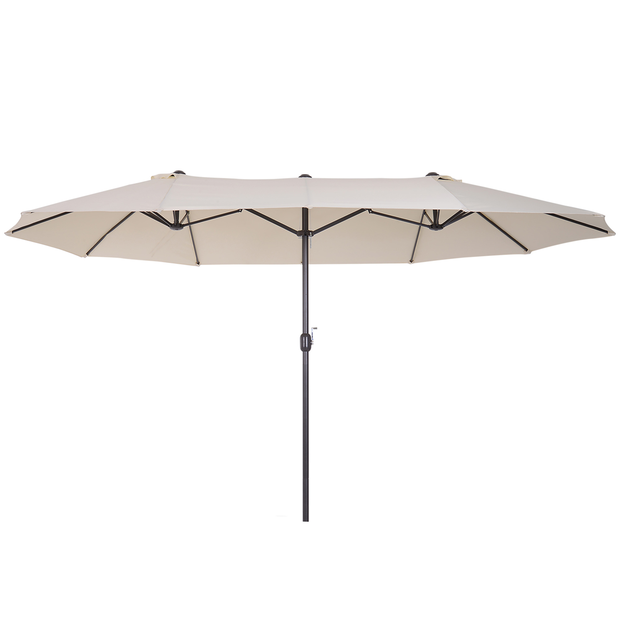 15ft Double Sided Patio Umbrella Outdoor Market Extra Large Cream White With Crank For Deck Lawn Pool_voghion.com