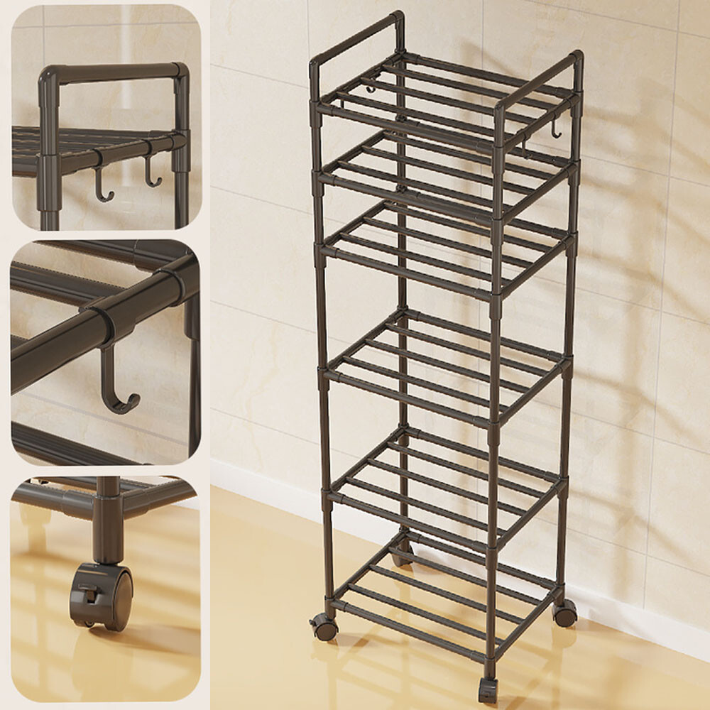 6 Tier Racking Heavy Duty Shelving Storage Shelves With Wheels Bathroom Kitchen 7