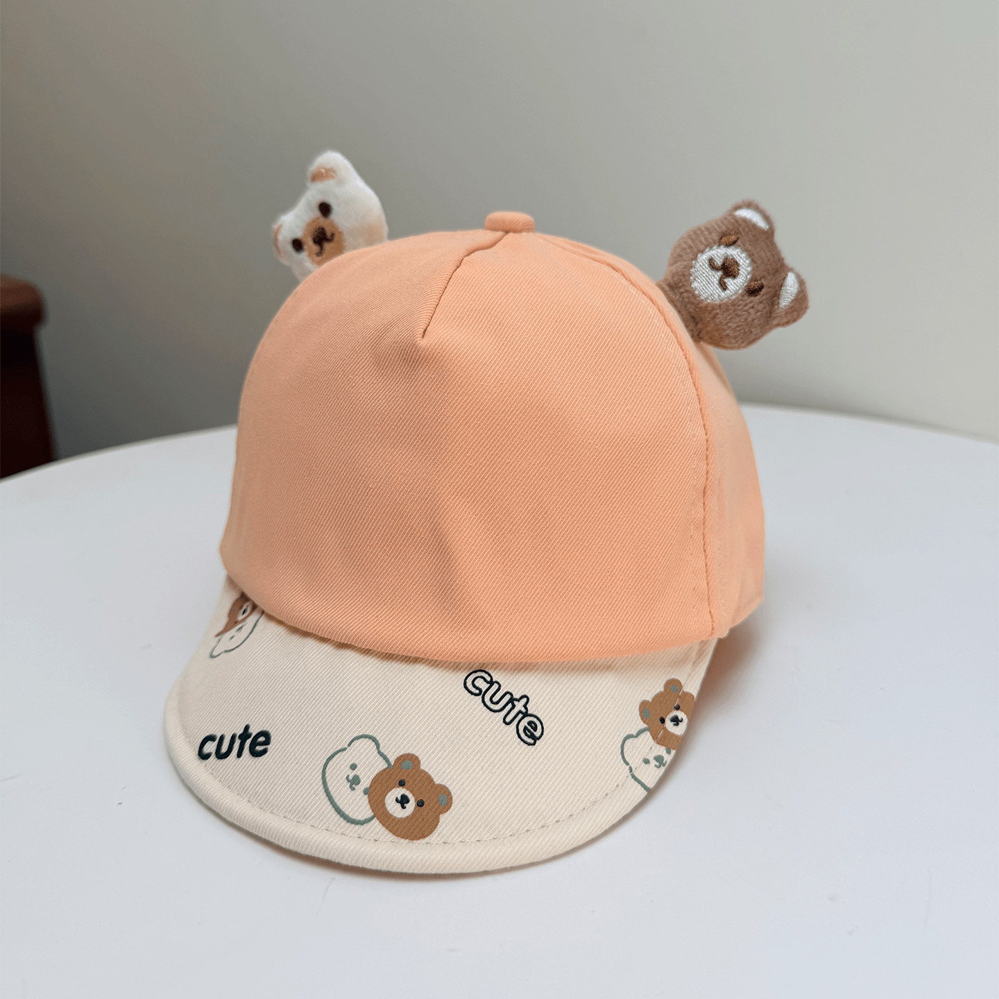 Korean-style Patchwork Printed Lettering Soft Brimmed Baseball Cap With Three-dimensional Plush Bear Ears And Baby Style Cap 4