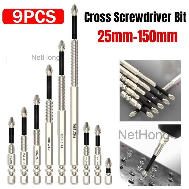 9PCS Cross Head Impact Drill BitsMagnetic Anti-Slip Screwdriver Bits For Drills — image 8