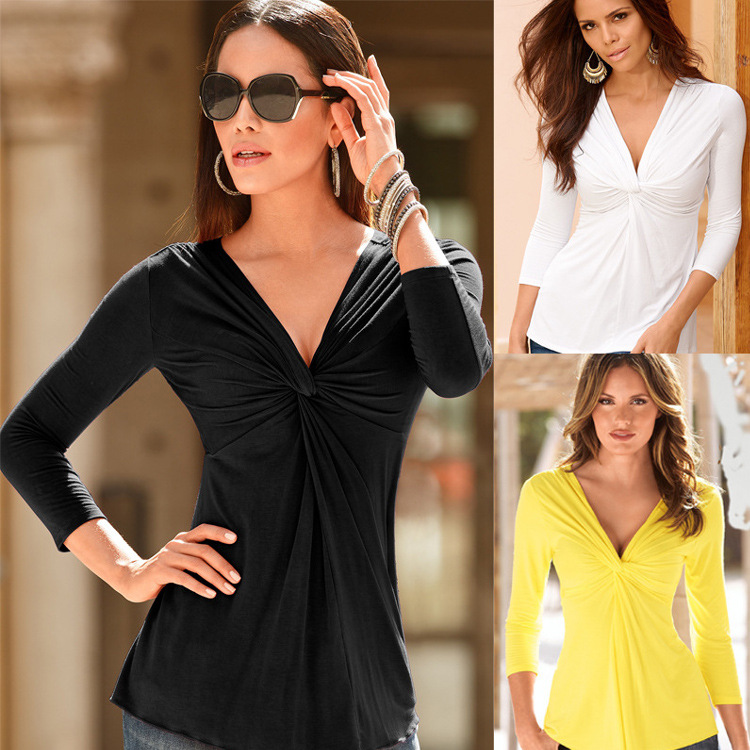 Twisted Low-cut Thick Slim Sexy Top T-shirt