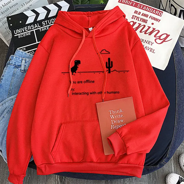 Personalized Retro Dinosaur Hoodie Sweater Red - Shop at LoveMi
