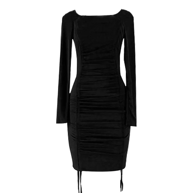 Women's Square Neck Smocked Long Sleeve Dress