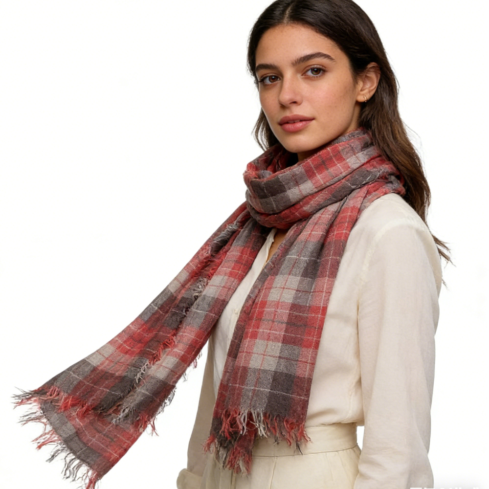 2pcs Lightweight Fashion Orange Red Yarn Dyed Scarf ,Luxe Look For Evening Wear,Scarf,vacation,daily Life,evening Party,Office Appropriate Subtlety For Women Men - Men's Clothing