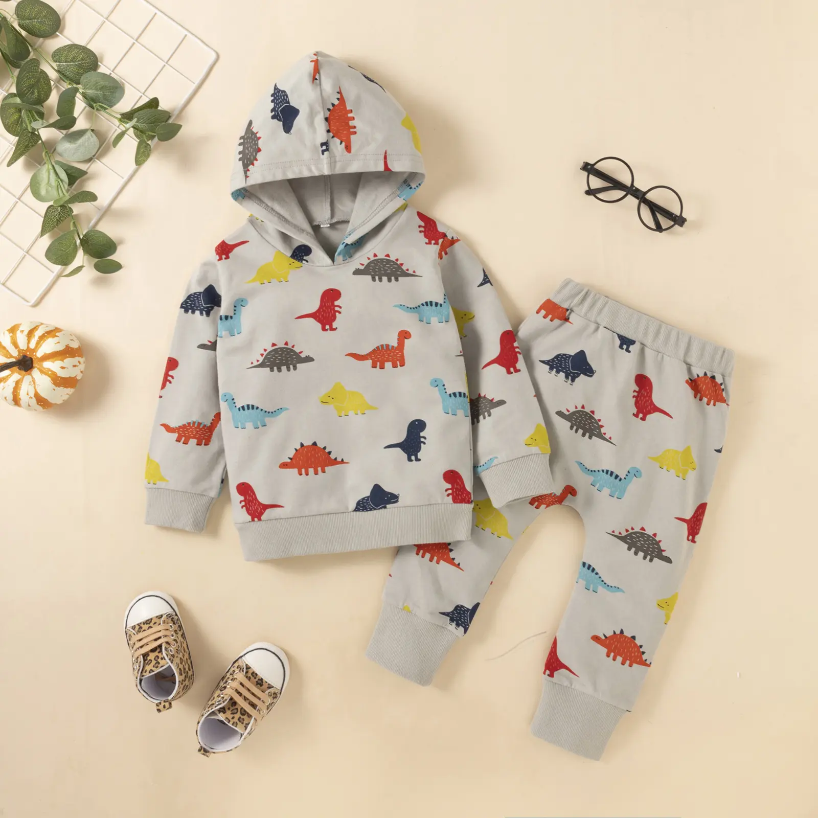 Autumn And Winter Dinosaur Print Long-sleeved Trousers