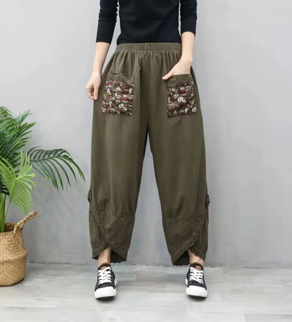 Fashion Casual Women's Harem Pants Wide Leg - Coffee