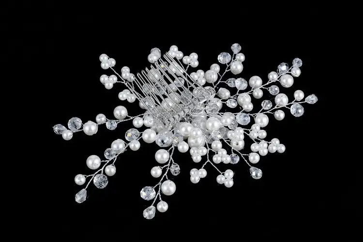 Bridal Wedding Hair Accessories Handmade Crystal String Beads Hair Comb