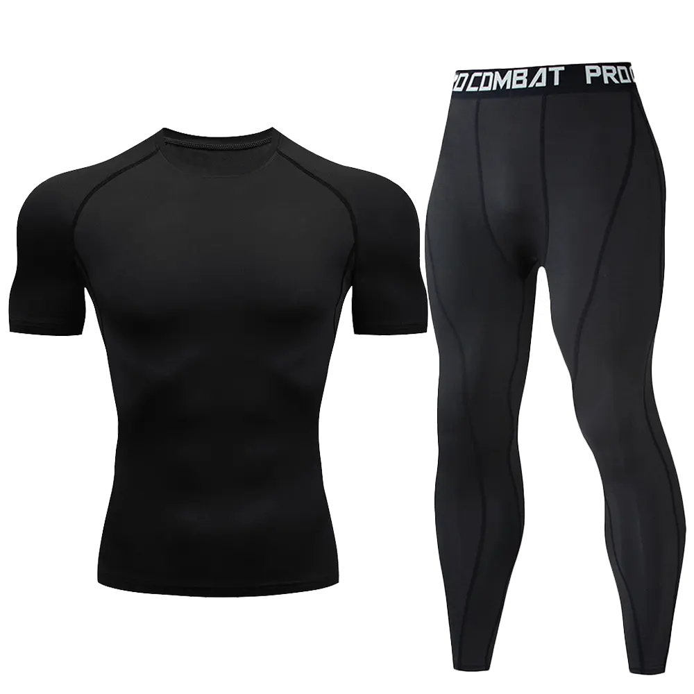 Men Fluorescent Green Compression Set Quick Dry
