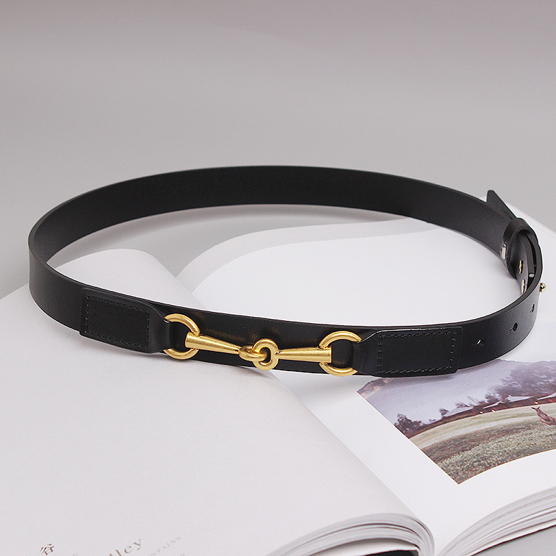 Title 7, Fashion Simple Female Cowhide Horsebit Belt