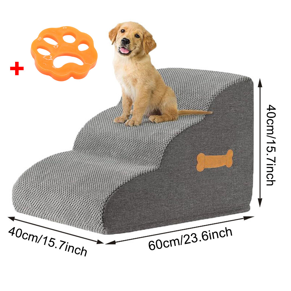 3Step Dog Stairs Pet For Bed Sofa Cats Ladder Ramp With Removable Cover Portable — image 10