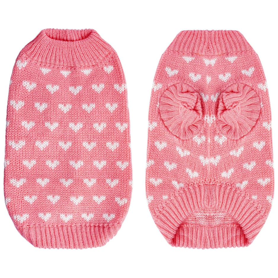 Dog Knitted Sweater Heart Puppy Sweater Warm Soft Pet Holiday Clothes For Small Cats And Dogs 4