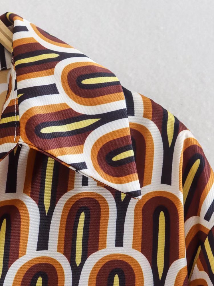 Printed Flared Sleeve Shirt Flared Trousers