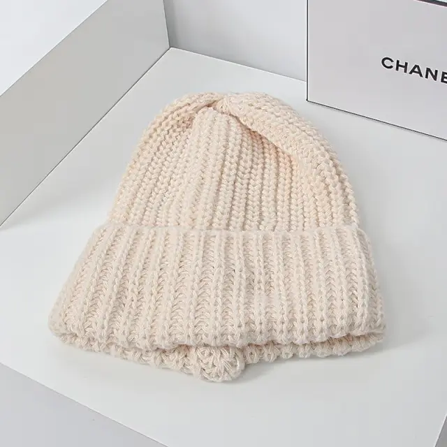 Women's Huge Wool Knitted Hat With Big Circumference Beige - Shop at LoveMi