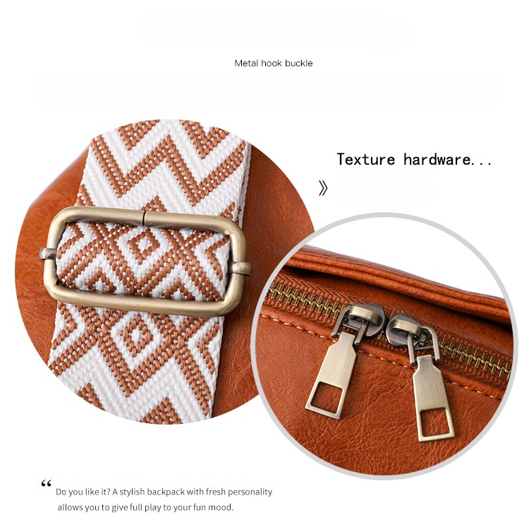 Women Chest Bag Sling Bag, Guitar Strap Small Crossbody Pu Leather Satchel Daypack
