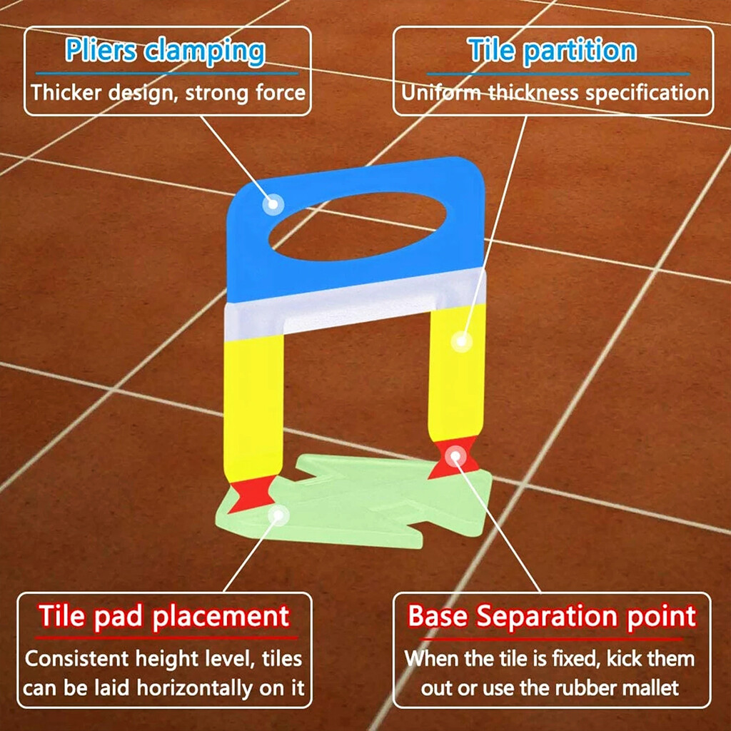 10 00pcs Tile Leveling Spacer Clips Wedges Tool System 2mm Plier Flooring — image 4