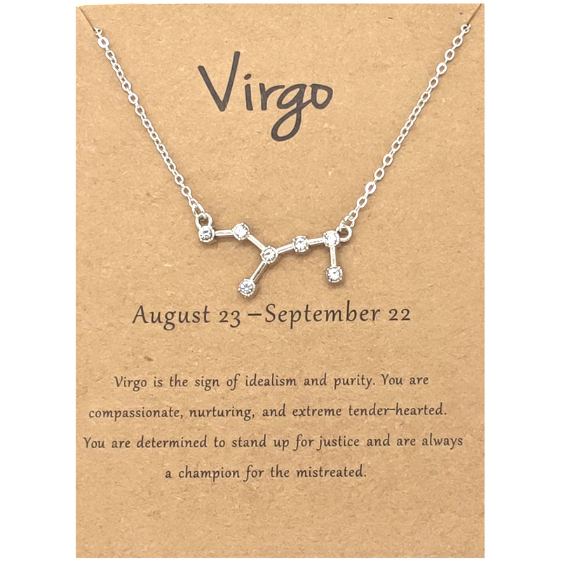 Twelve Constellation Diamond Necklace Ins Brown Card Rhinestone Clavicle Chain