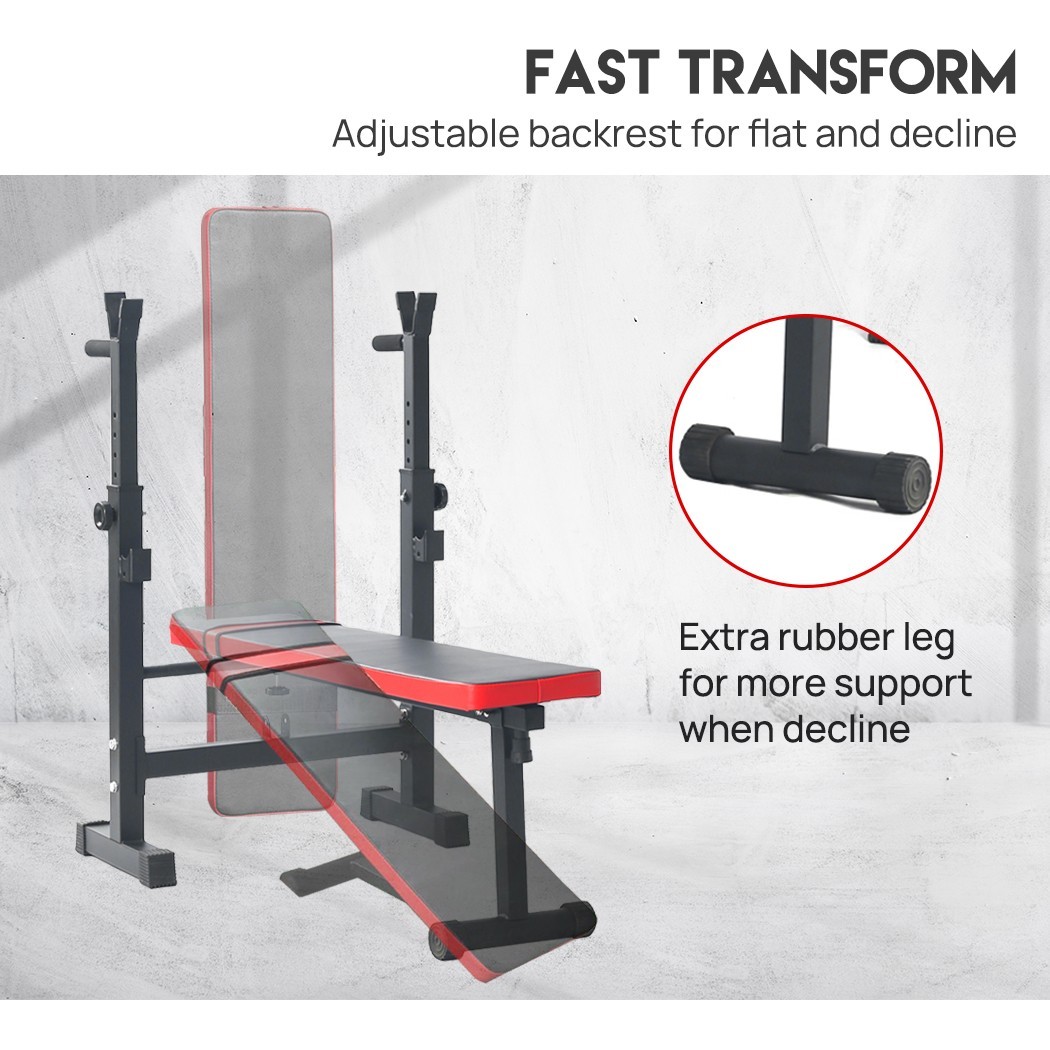 Adjustable Weight Bench With Dip Station Foldable Home Gym Training