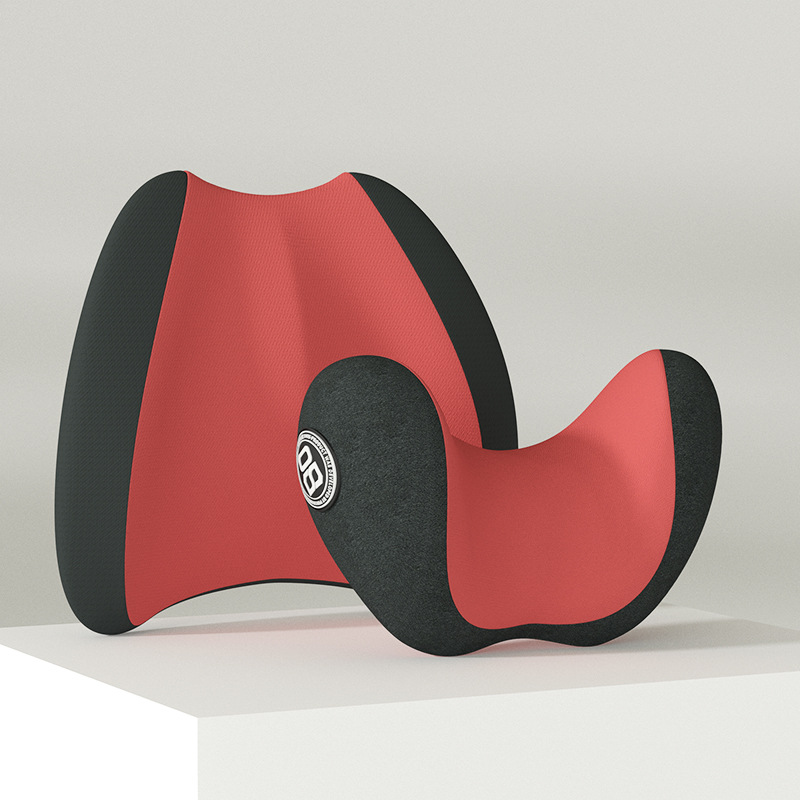 Black and red headrest lumbar