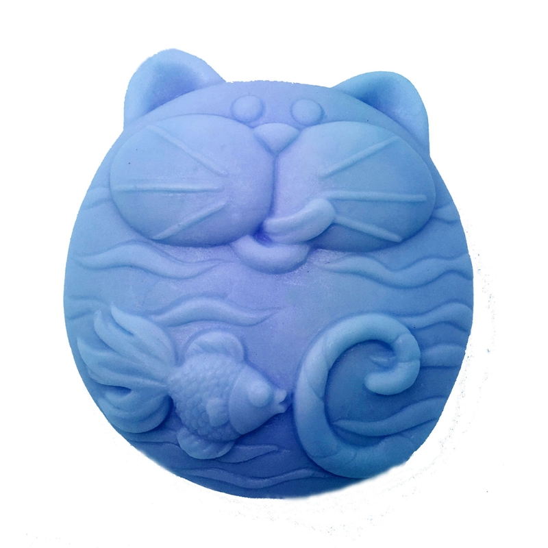 Title 1, Big Face Cat Handmade Soap Candle Mold