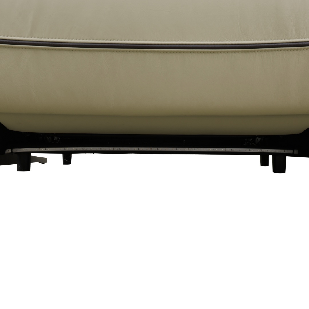 Pickup Only--Beige Top Grain Leather And PVC 3-Piece Living Room Recliner Sofa Set