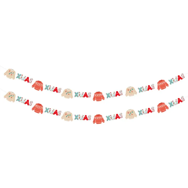 2 Pack Christmas Banner Paper Christmas Sign Garland Gingerbread Man Snowman Christmas Hanging Bunting Garland For Christmas Party Decorations Xmas... Sweater - Shop at LoveMi