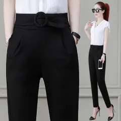 Stretch Thin Striped Professional Harem Pants Fashion All-match Casual Pants - Pure Black - View 1