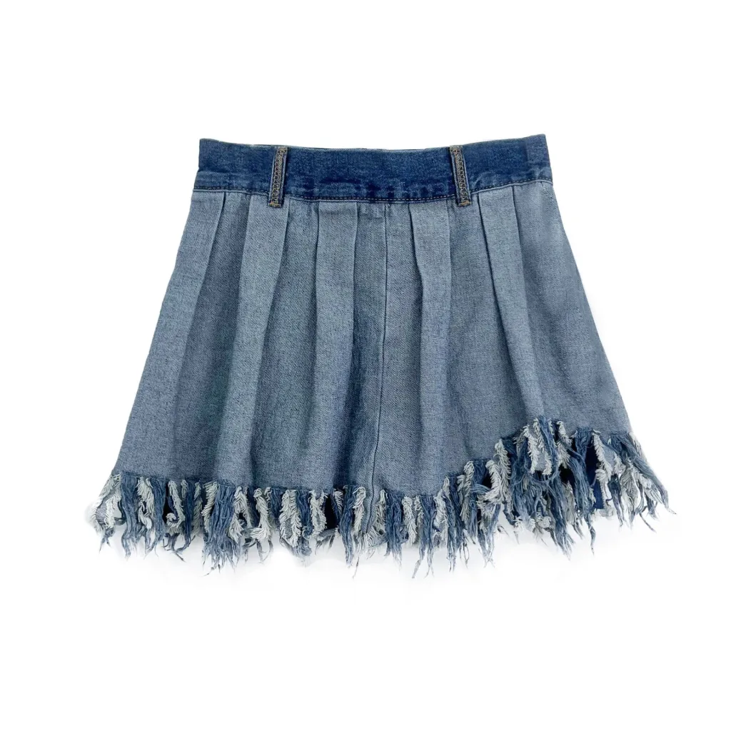 Women's Niche Personality Pleated Skirt Colour Matching Skirt - Blue